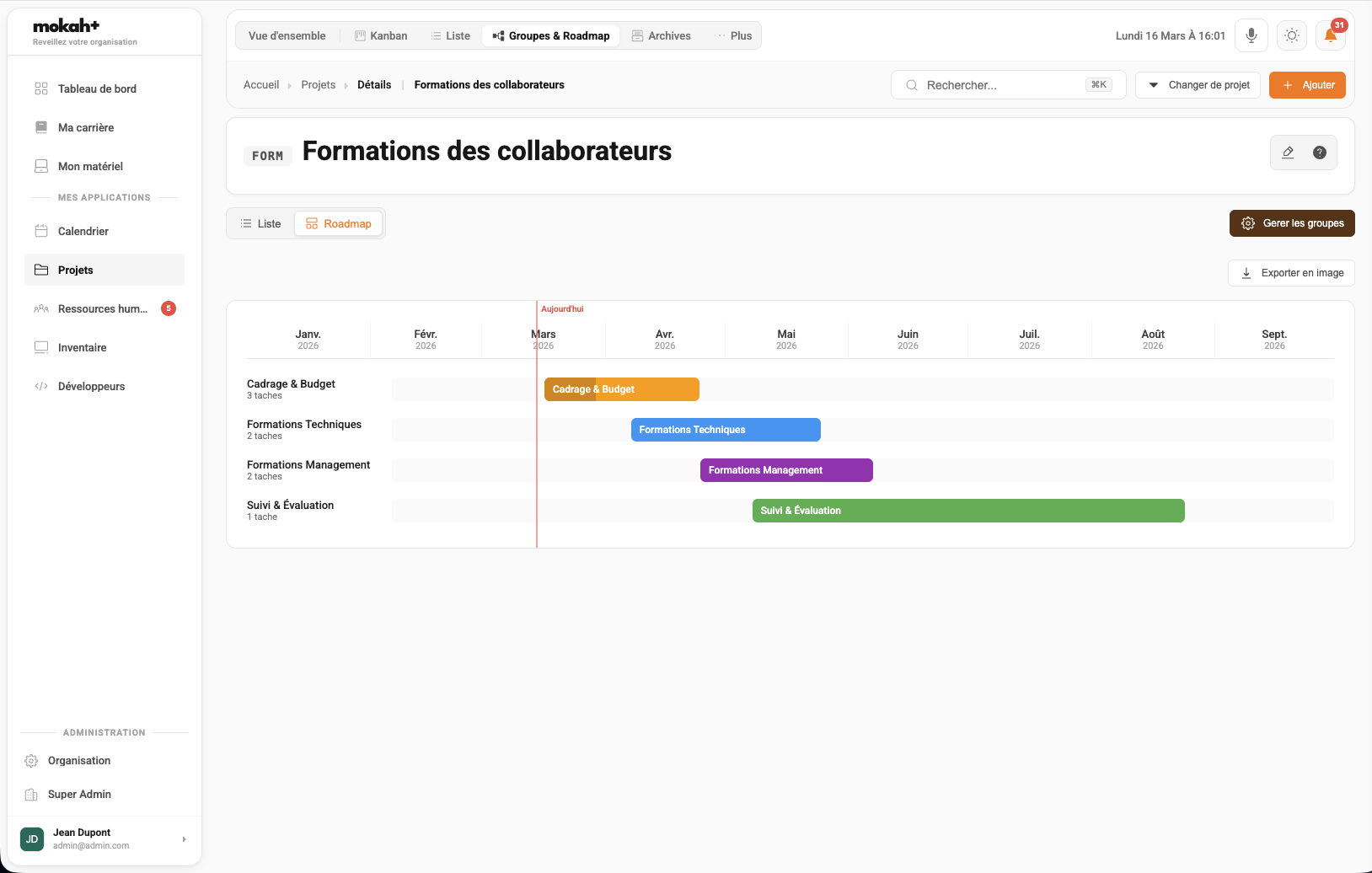 Roadmap projets mokah+